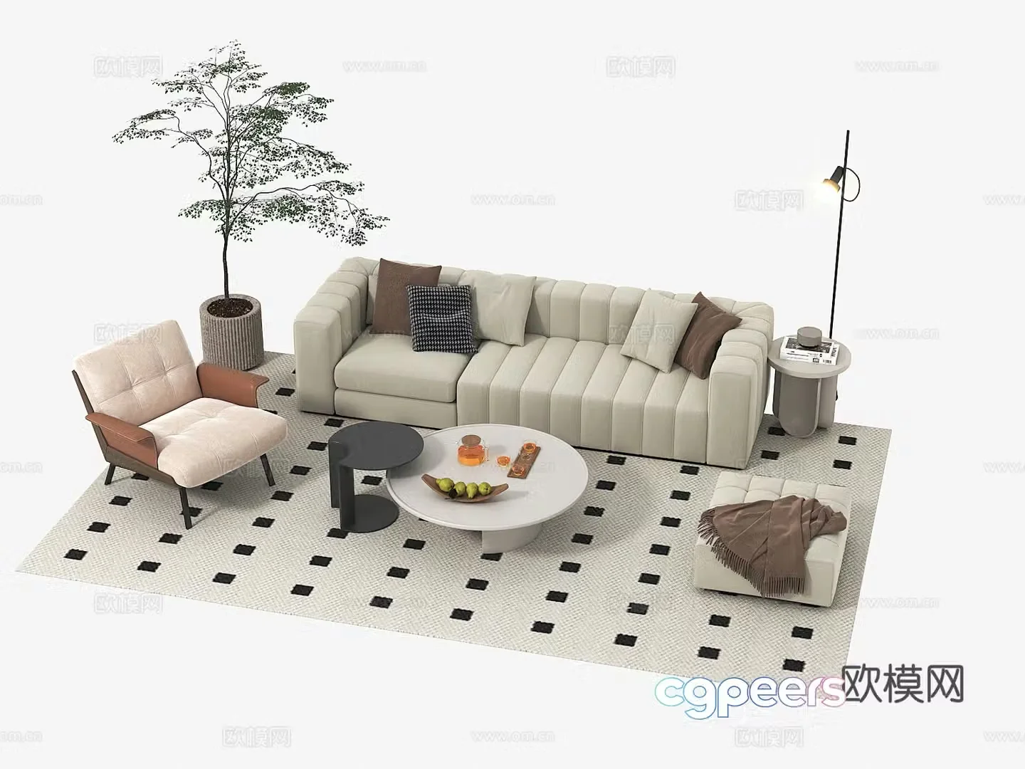 Modern fabric sofa modular sofa 3d model