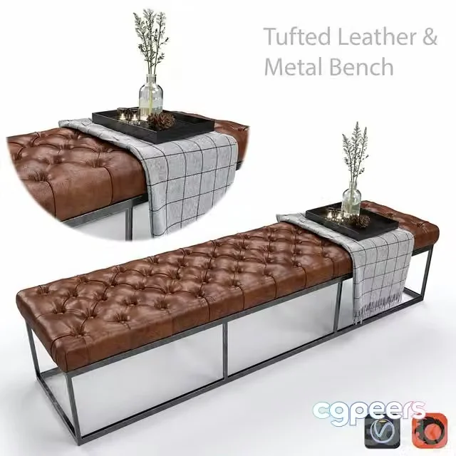 3ds Max Free – Bench metal leather