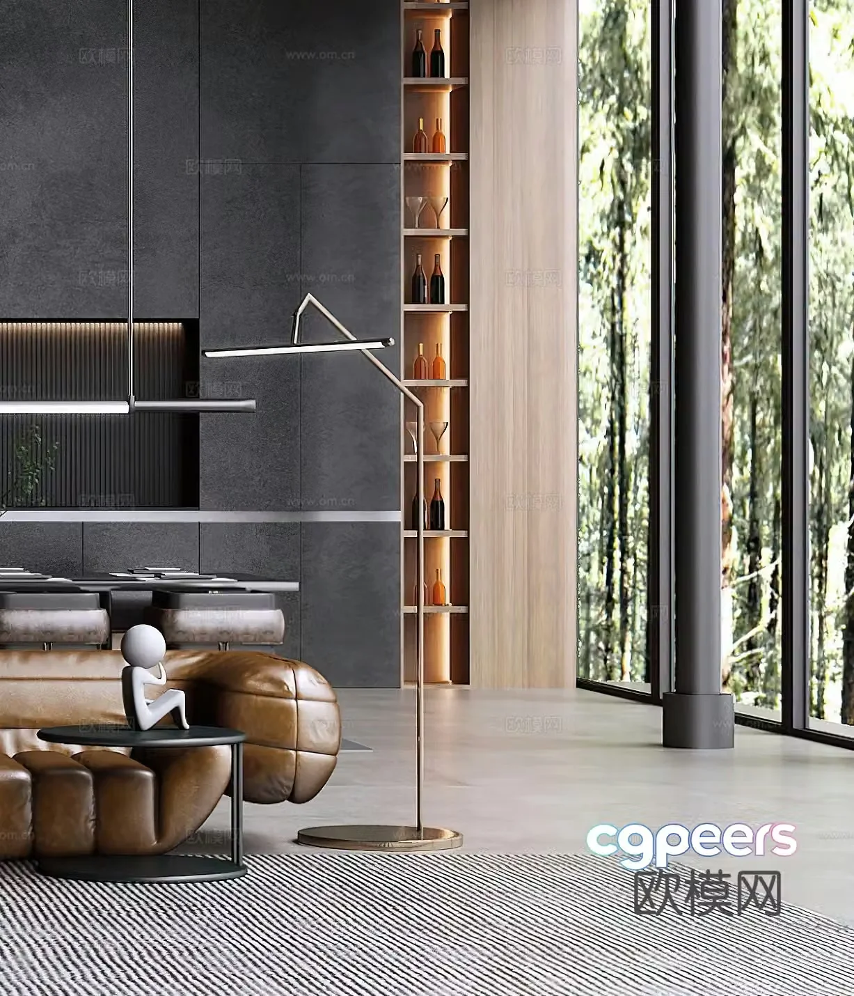Modern floor lamp Italian floor lamp Light luxury Simple coffee table Ornament Decoration Sculpture 3D model