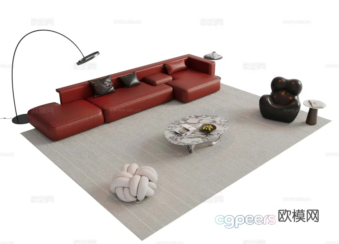 Italian sofa combination sofa 3D model