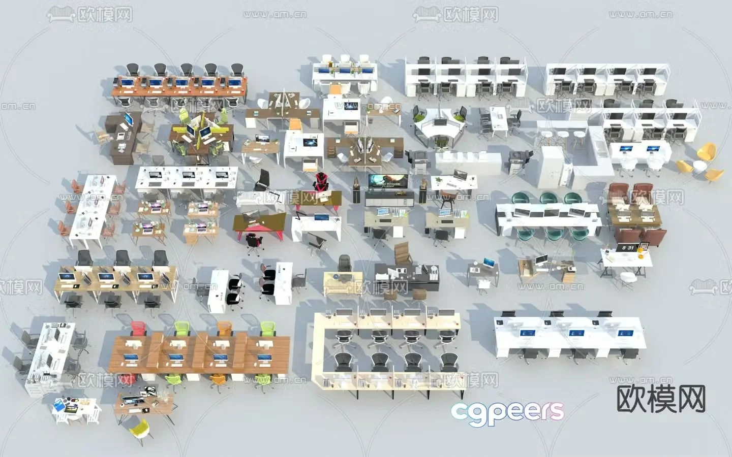 Modern office desk and chair 3d model