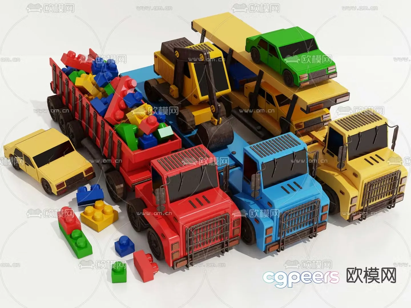 Modern children’s building block toy car 3d model