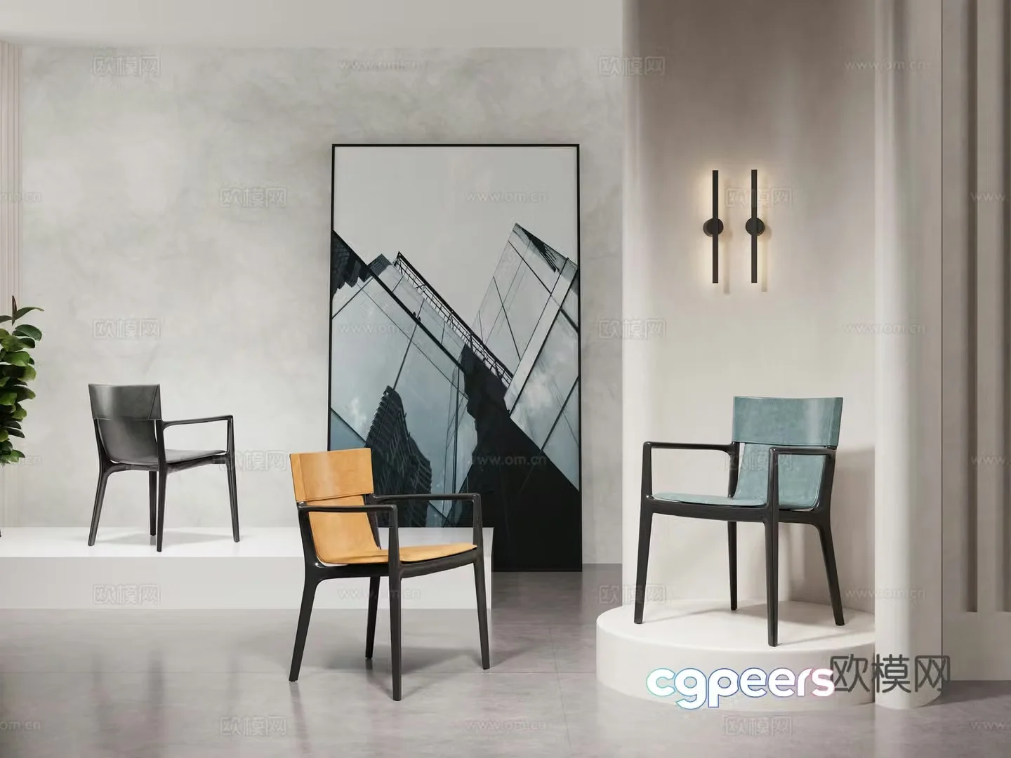 Modern simple dining chair genuine leather solid wood dining chair high-end armrest dining chair armchair home dining chair 3d model