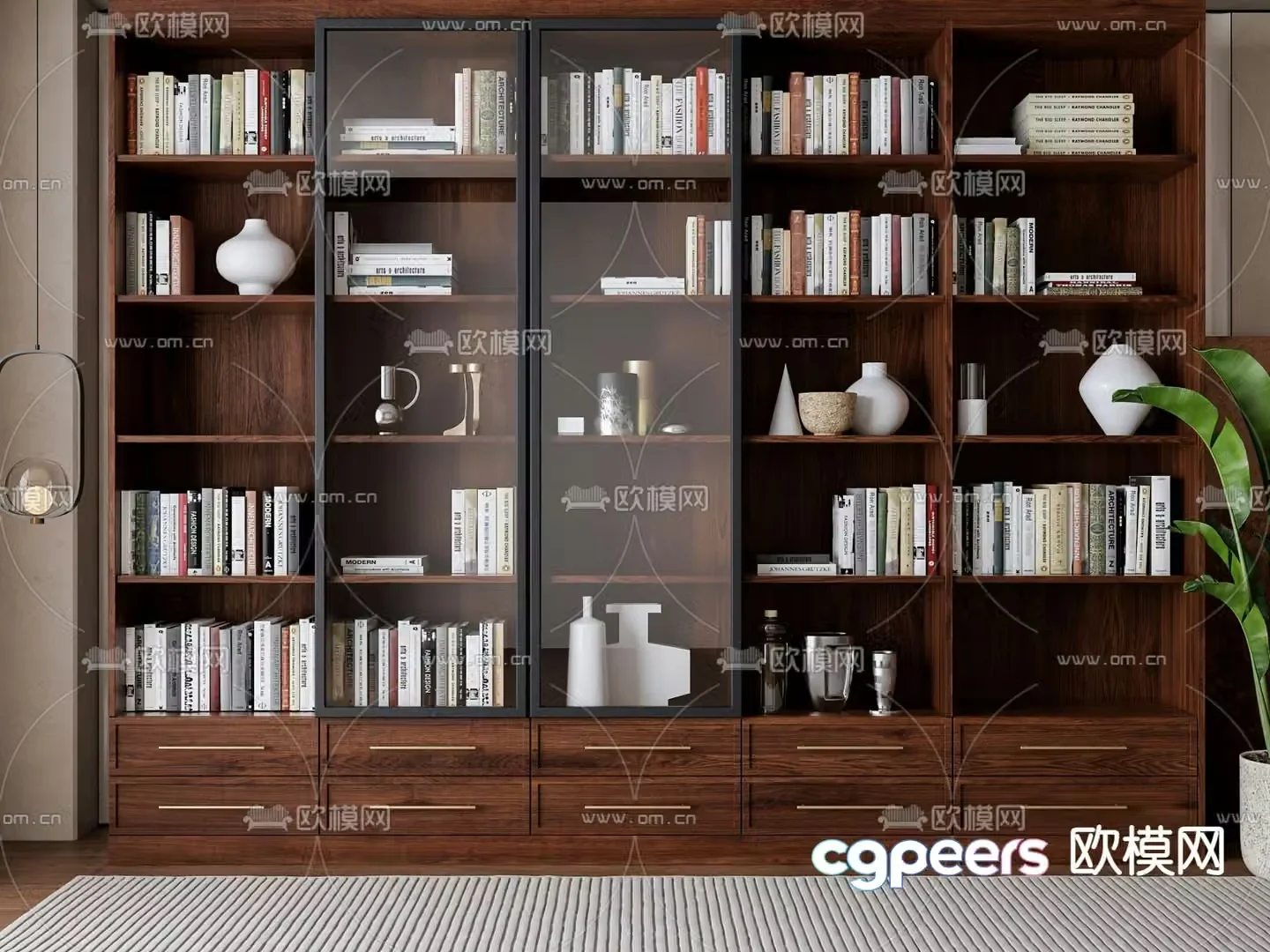 Wabi-sabi bookcase display cabinet 3d model