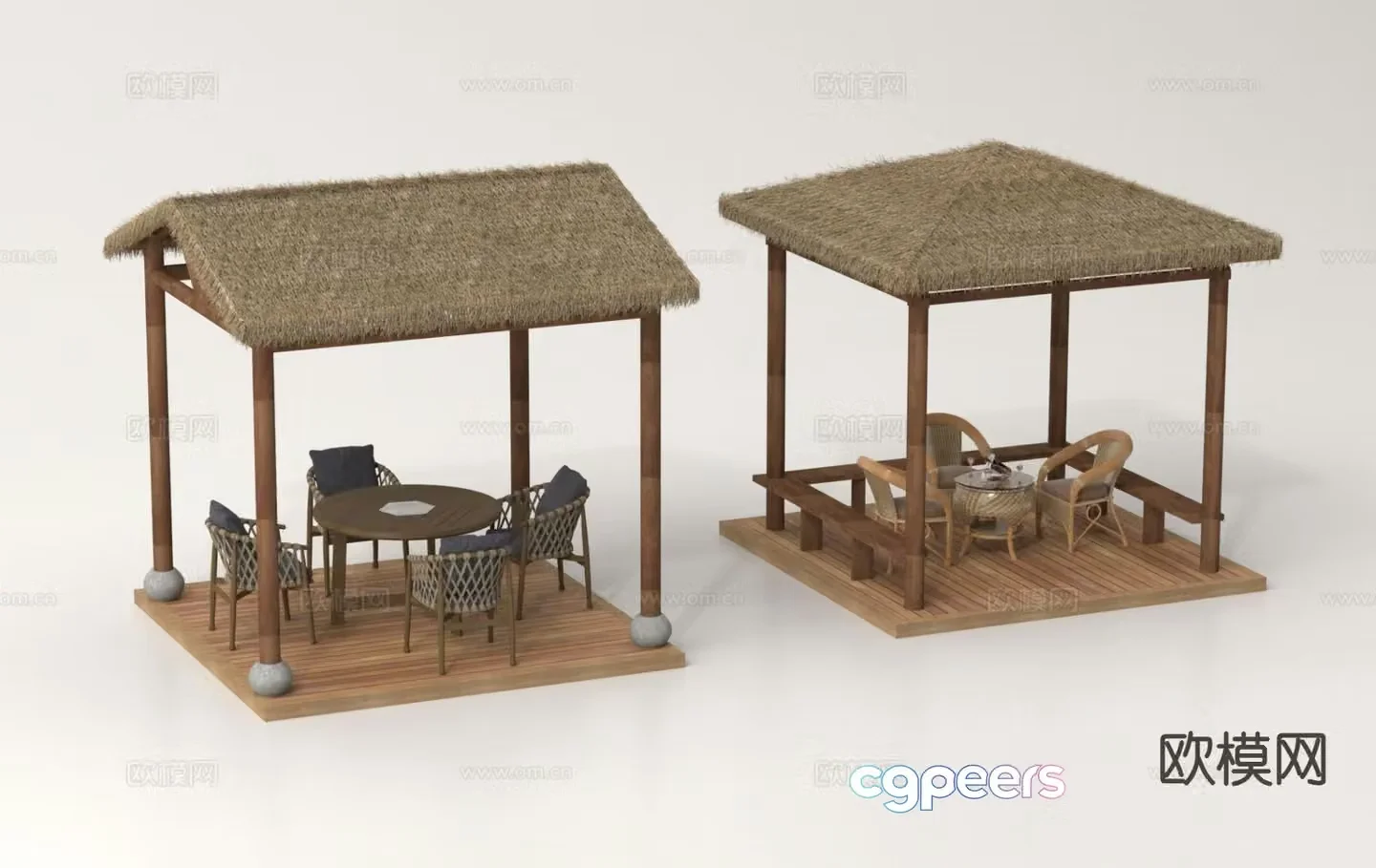 Chinese outdoor tables and chairs camping tables and chairs thatch shed awning awning 3D model