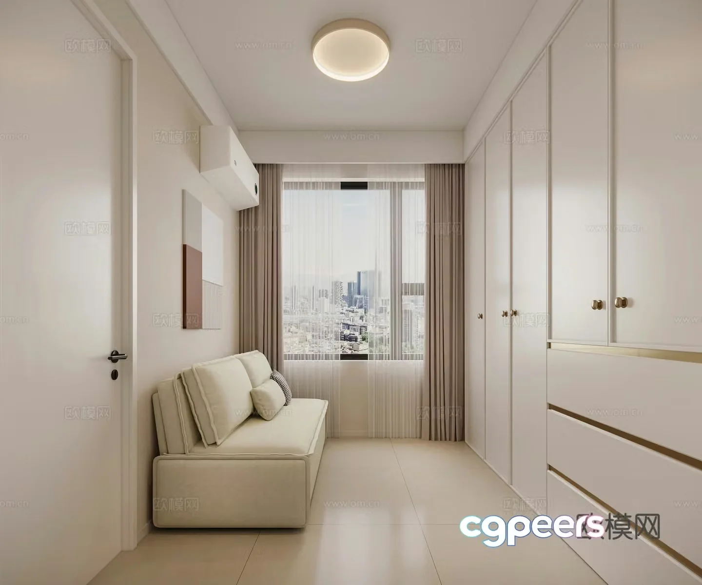 Cream trench coat room 3d model