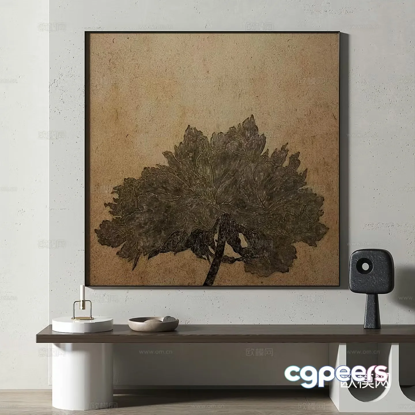 Modern medieval abstract light luxury retro oil painting decorative painting 3d model