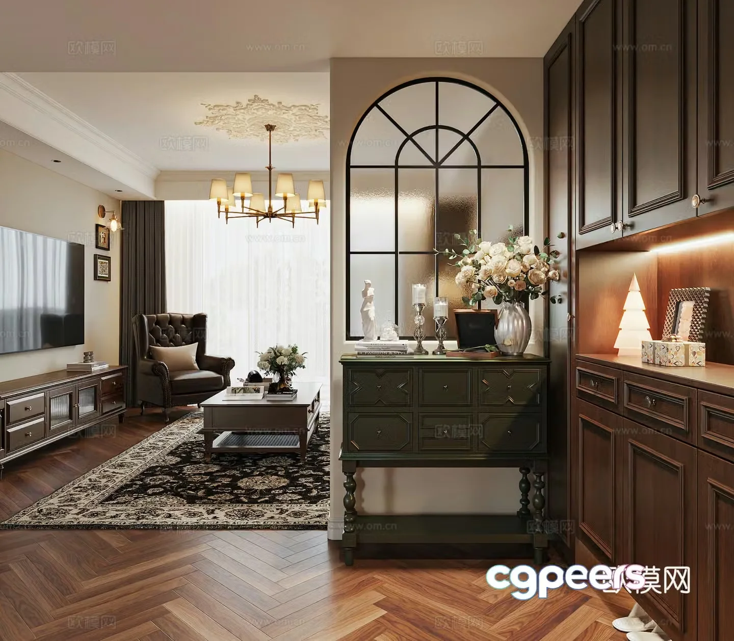 American style entrance American style entrance cabinet American style entrance partition American shoe cabinet American case table arch 3D model