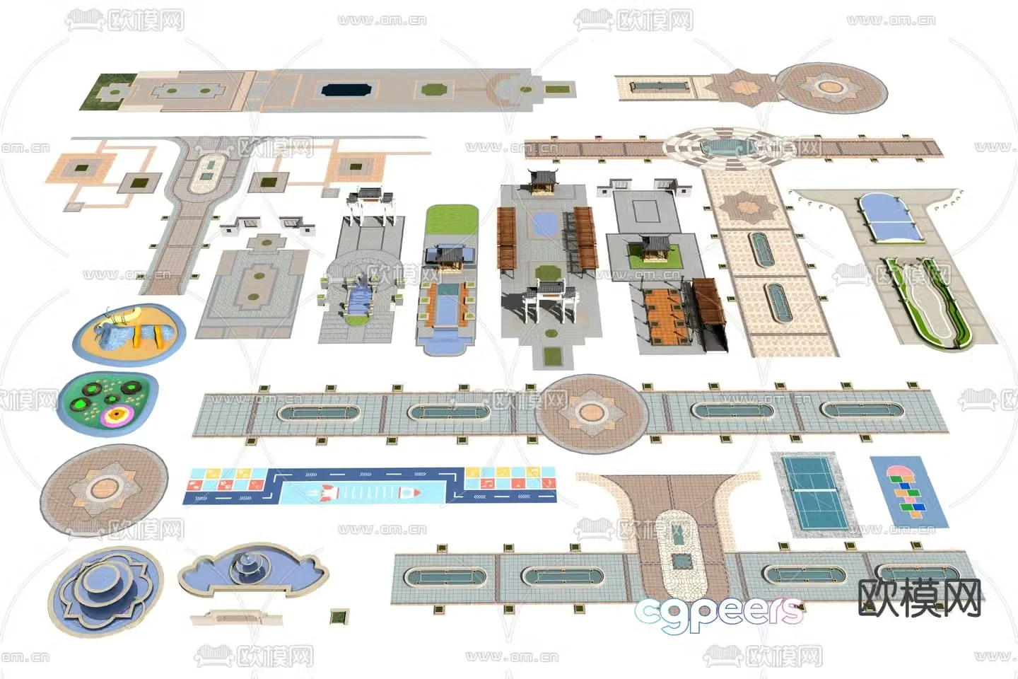 Landscape Garden Sketch Climbing Surface Runway 3D Model