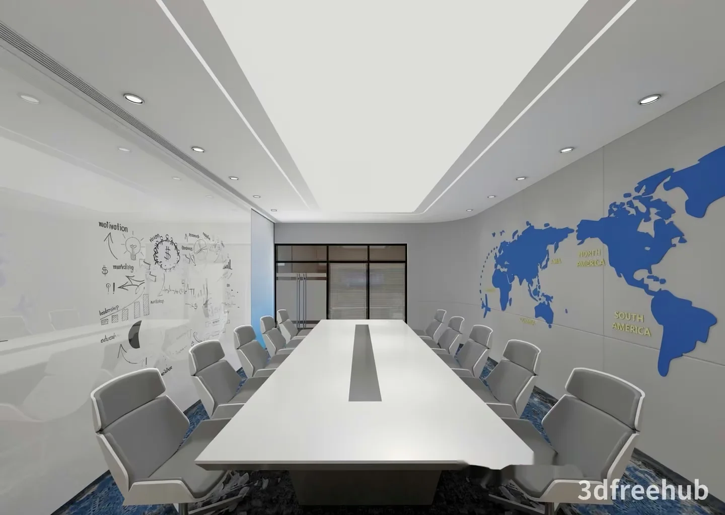 A Large White Conference Table 3D Model – 22007 – VRAY Render
