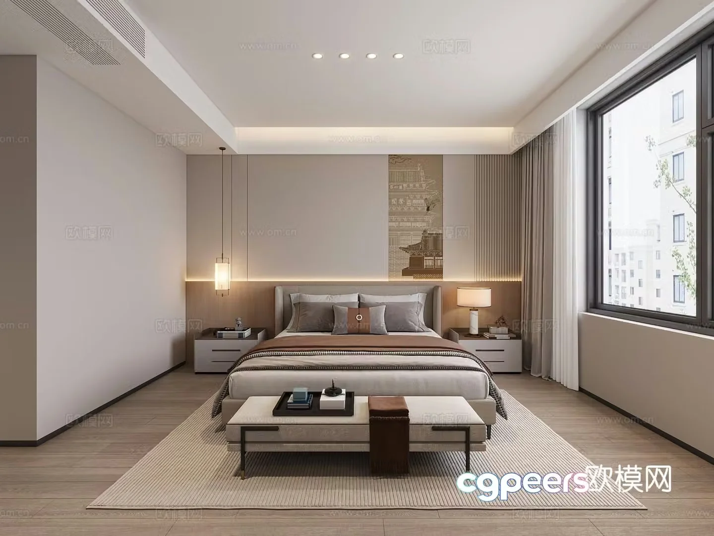 New Chinese style bedroom master bedroom 3d model