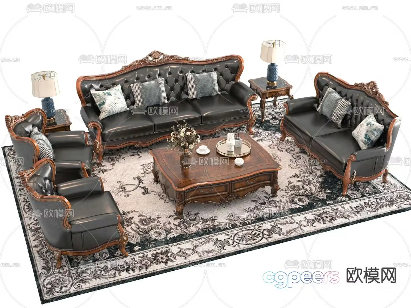 American modular sofa 3d model