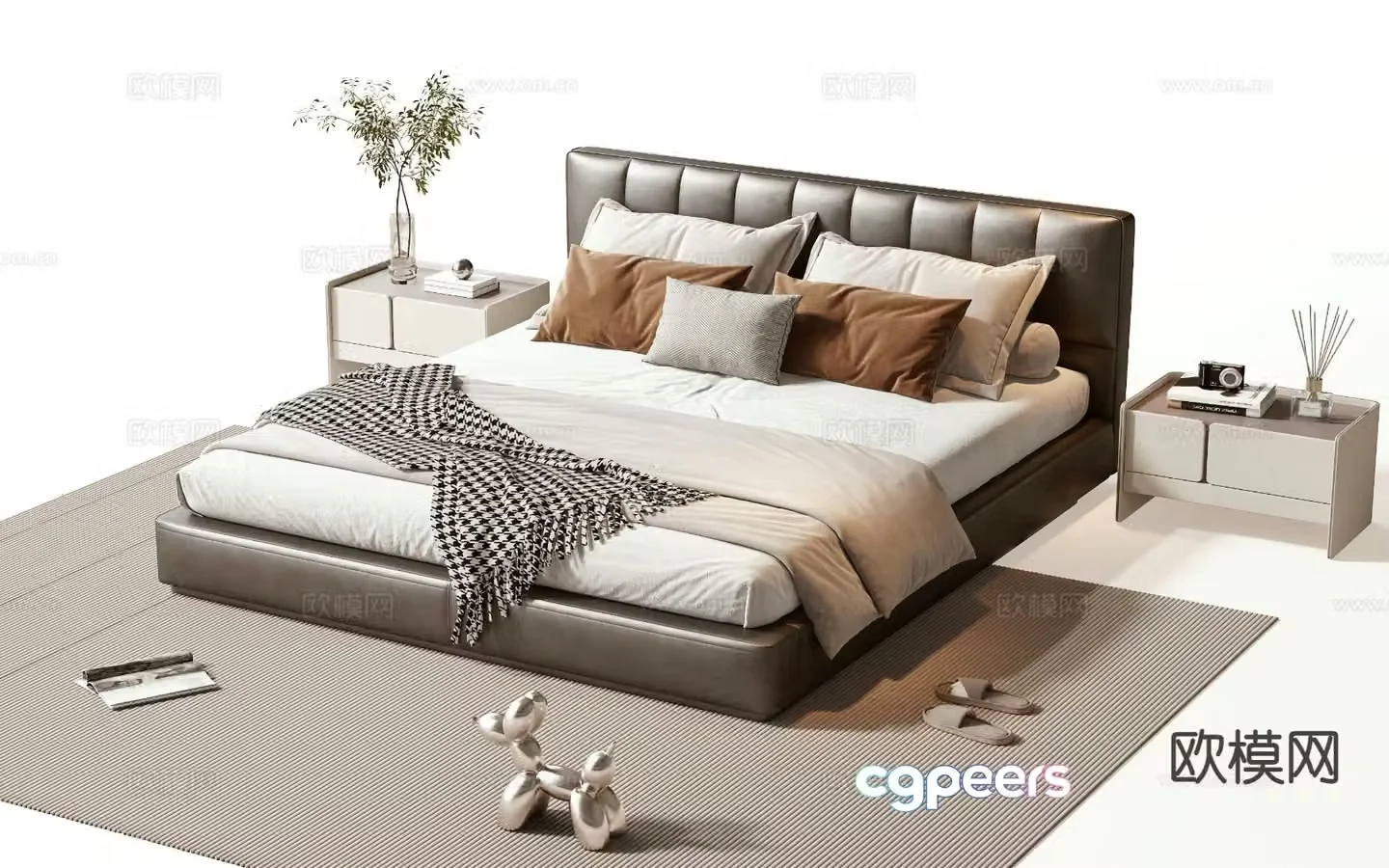 Modern double bed 3d model