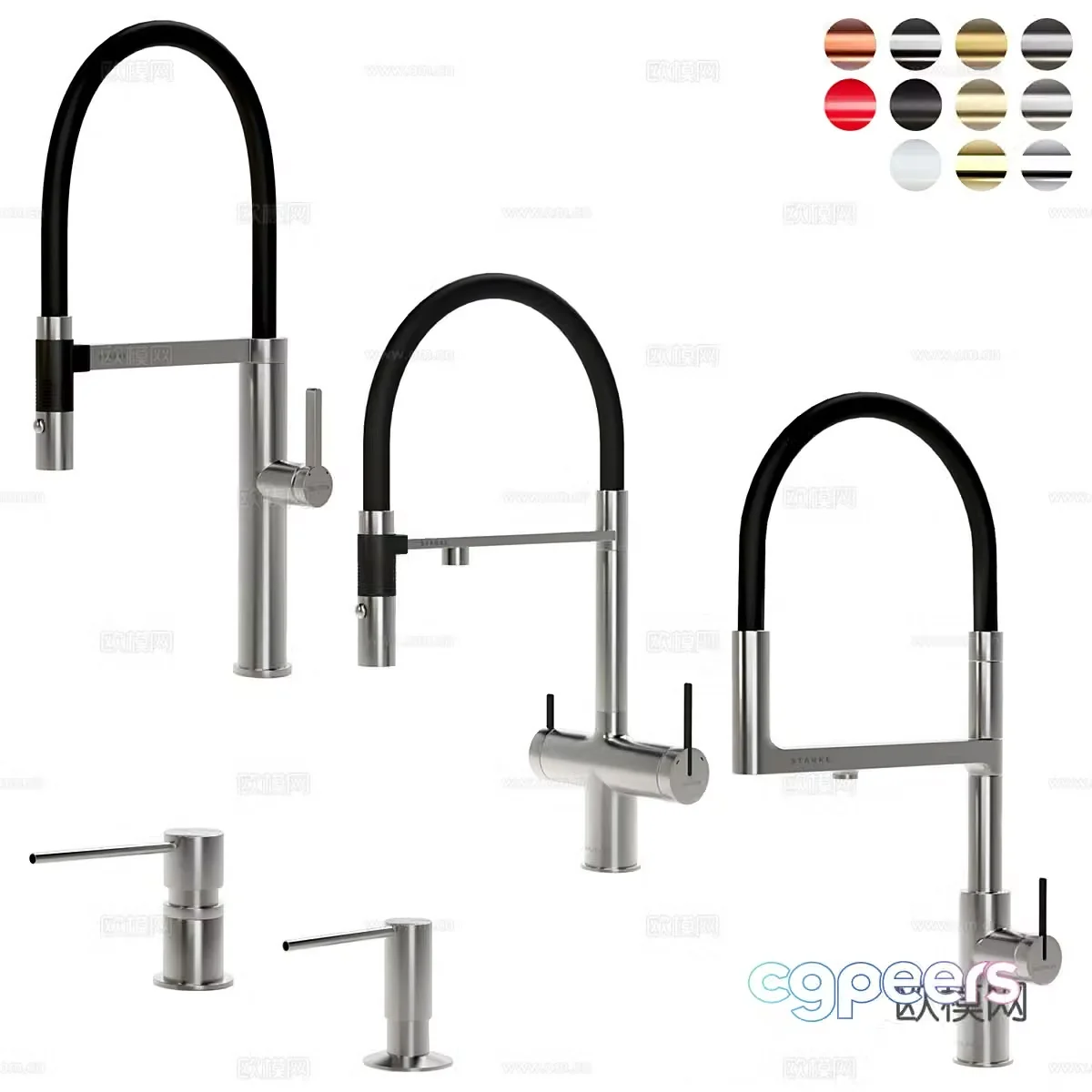 Faucet combination Light luxury faucet Simple faucet Kitchen faucet Bathroom faucet 3D model