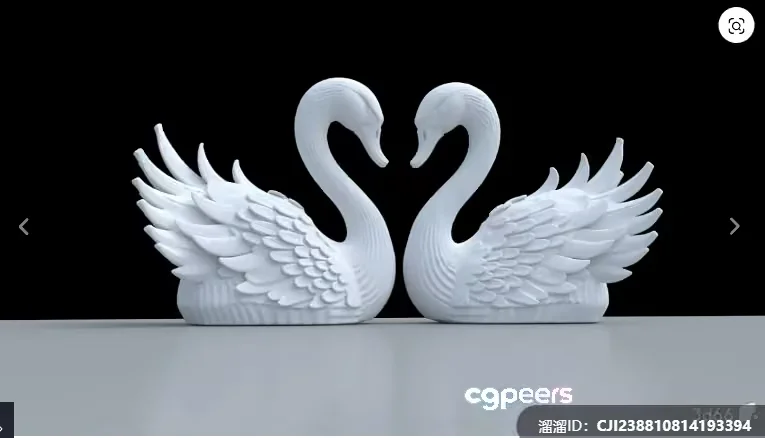Two White Swan Statues 3D Model – 7929 – VRAY Render