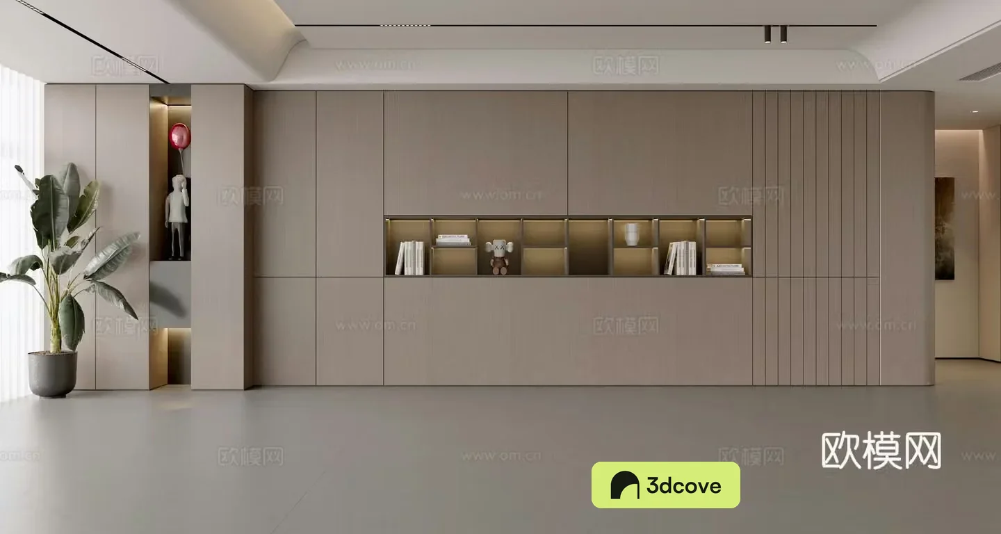 Modern Italian sofa background wall modern ornament balcony cabinet living room cabinet wood veneer background wall