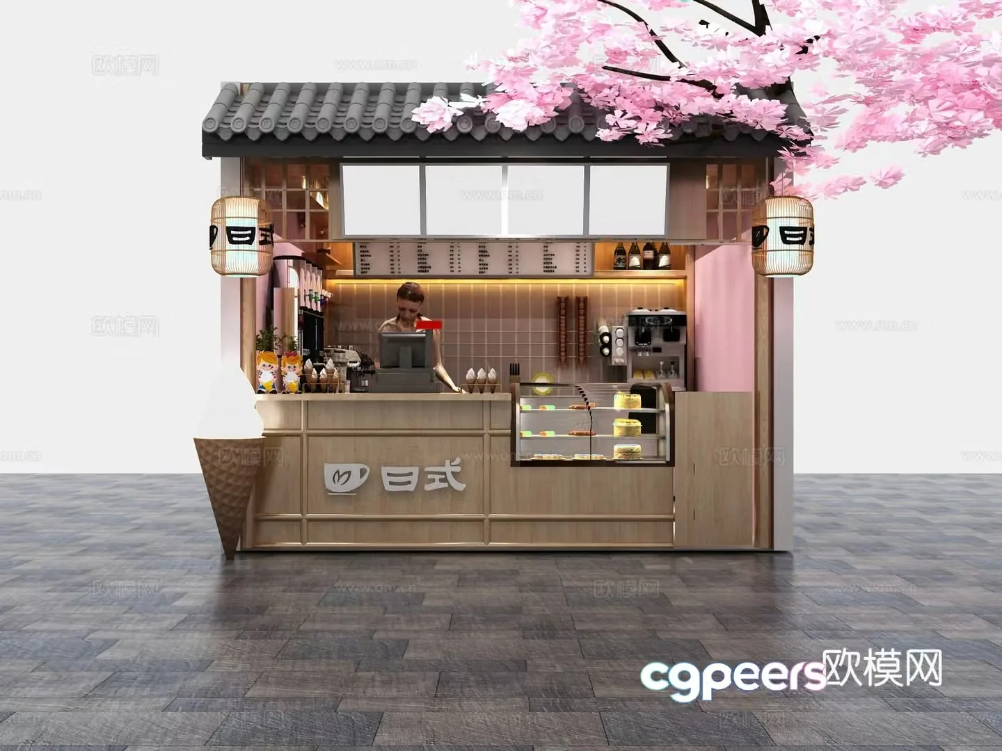 Japanese ice cream shop snack bar 3d model