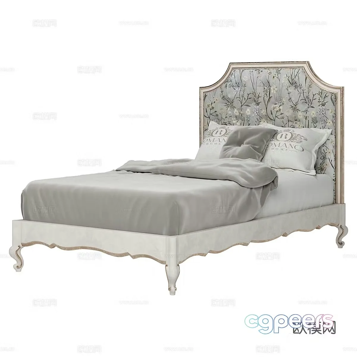 American single bed 3d model