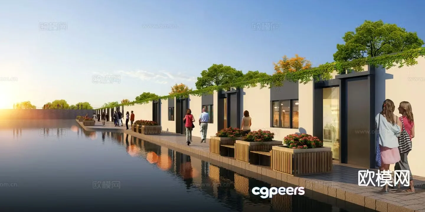 Park riverfront 3d model