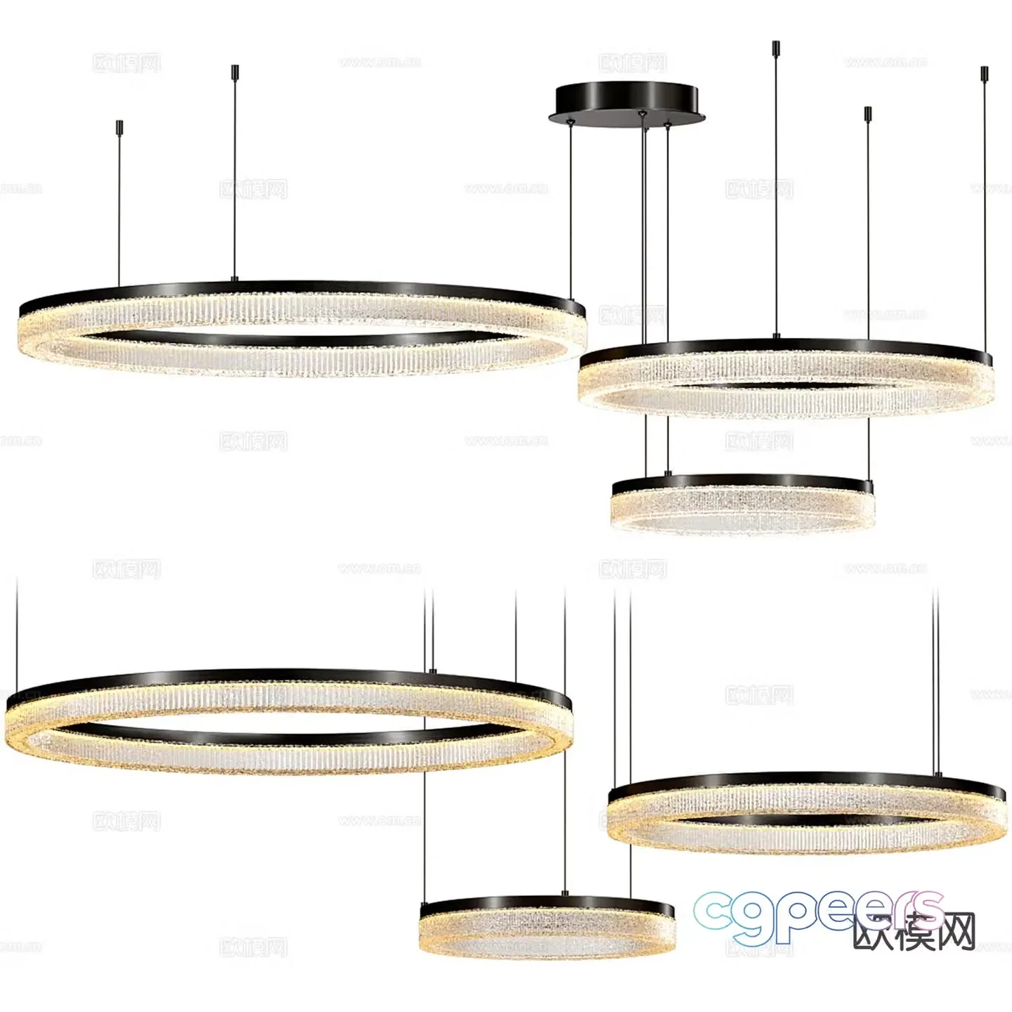Light luxury chandeliers ring chandeliers 3D model