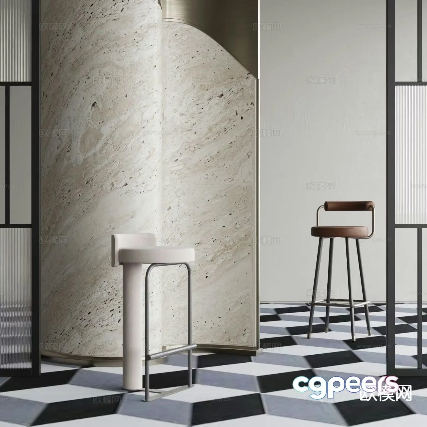 Modern bar stool bar stool high stool 3d model