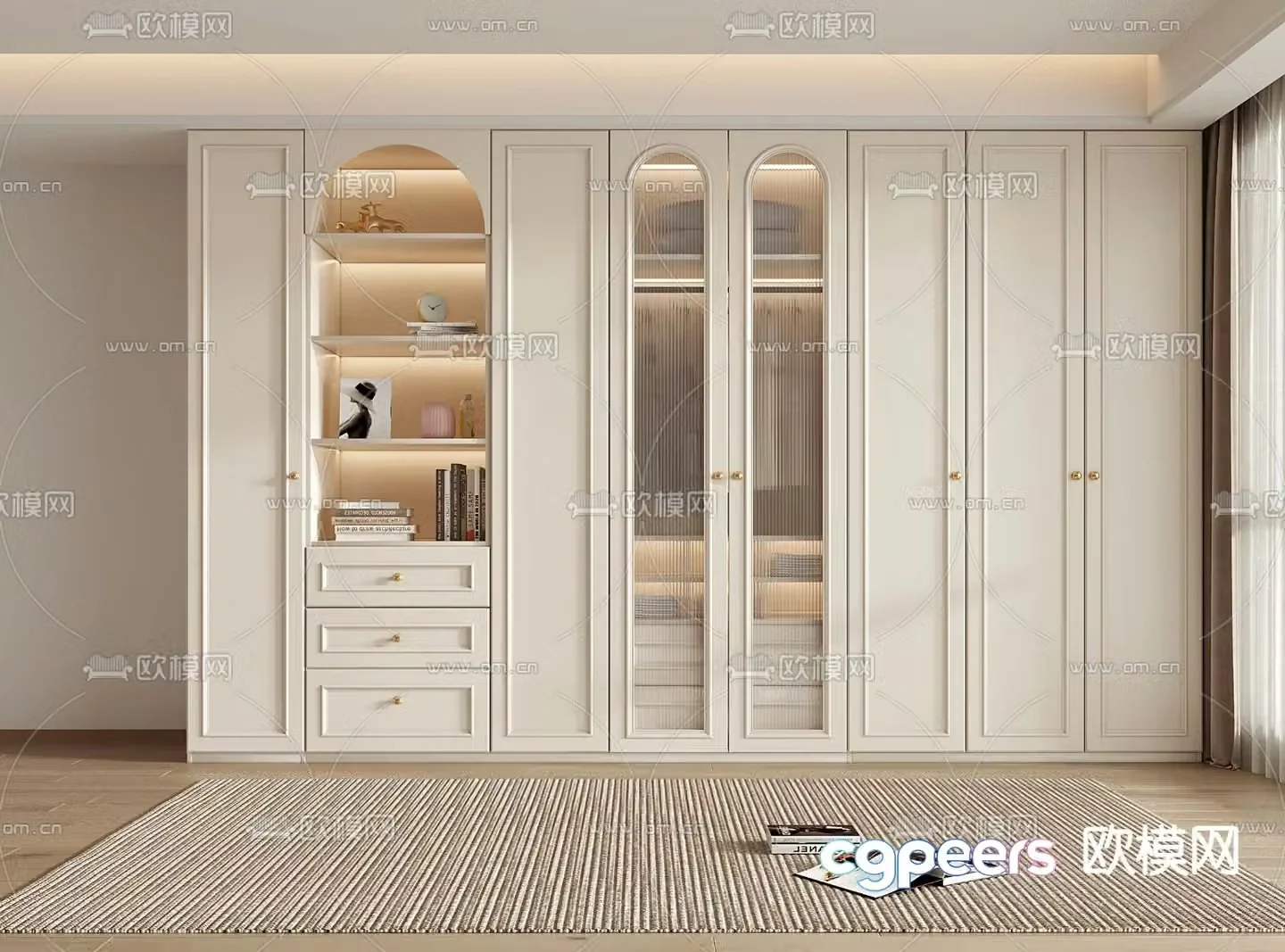 Simple European Wardrobe Wardrobe 3D model