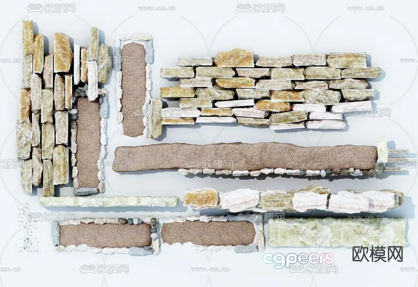 Stone wall rough stone wall stone landscape wall 3d model