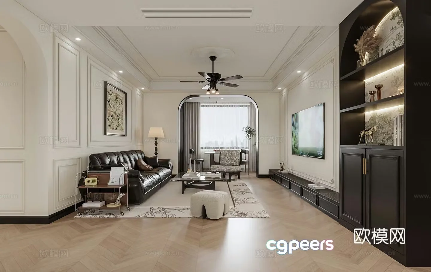 French living and dining room 3d model