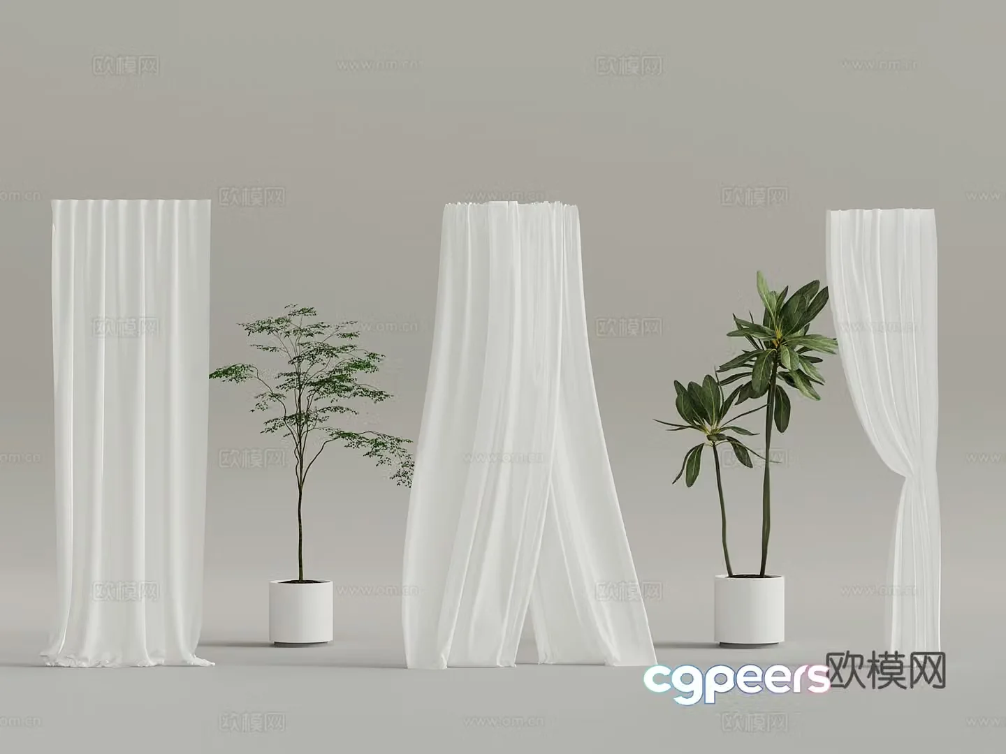 Modern curtain gauze curtain 3d model