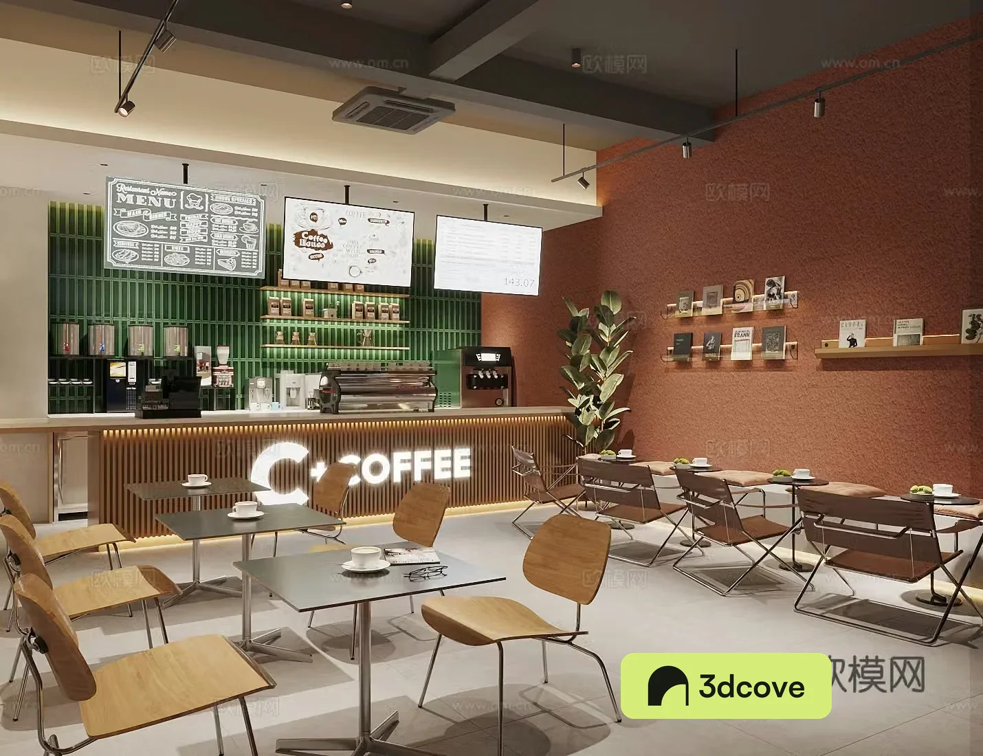 Industrial style coffee shop milk tea shop