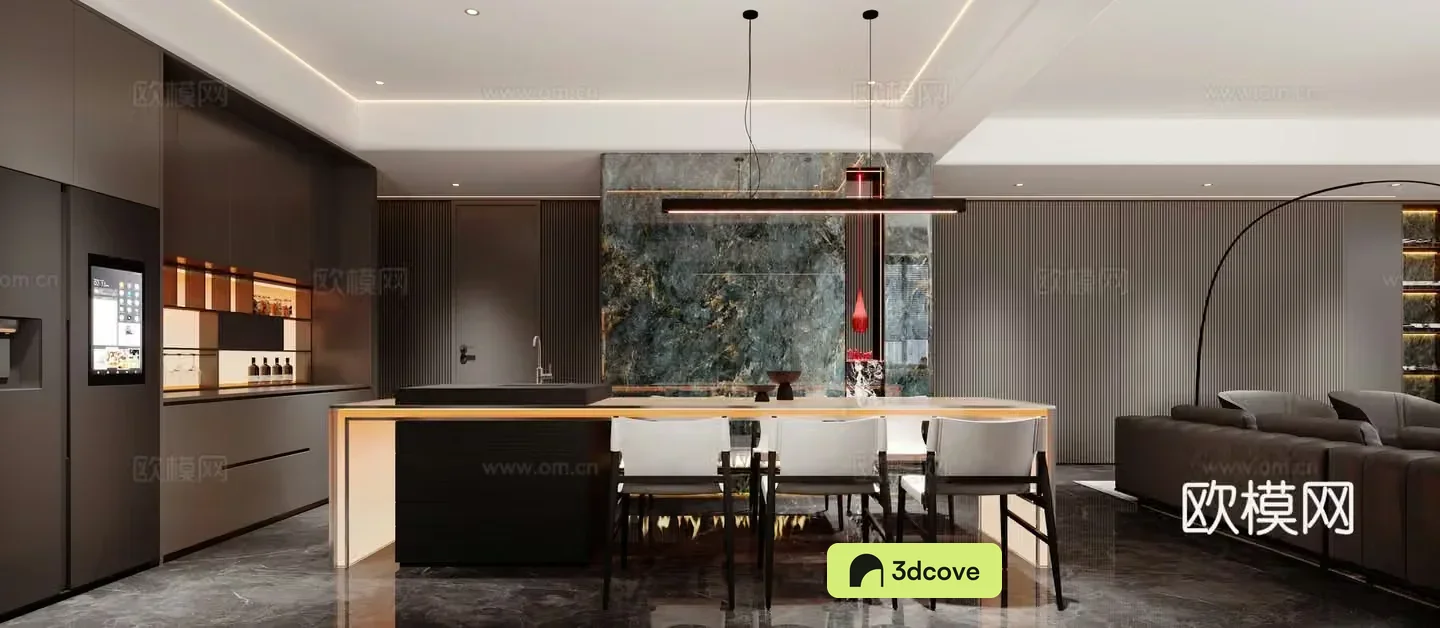 Modern light luxury living and dining room