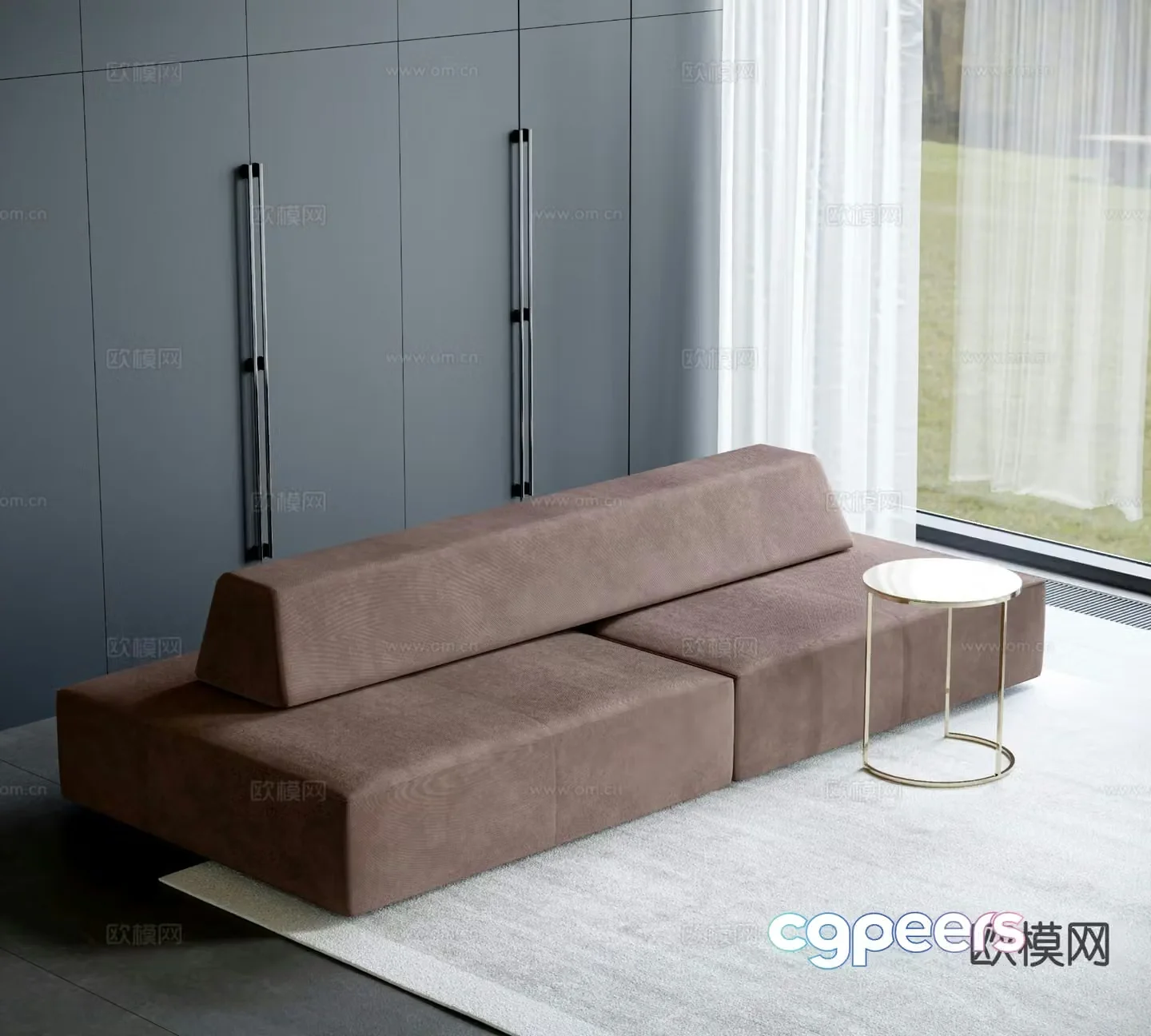 Modern double sided sofa multi-person sofa 3d model