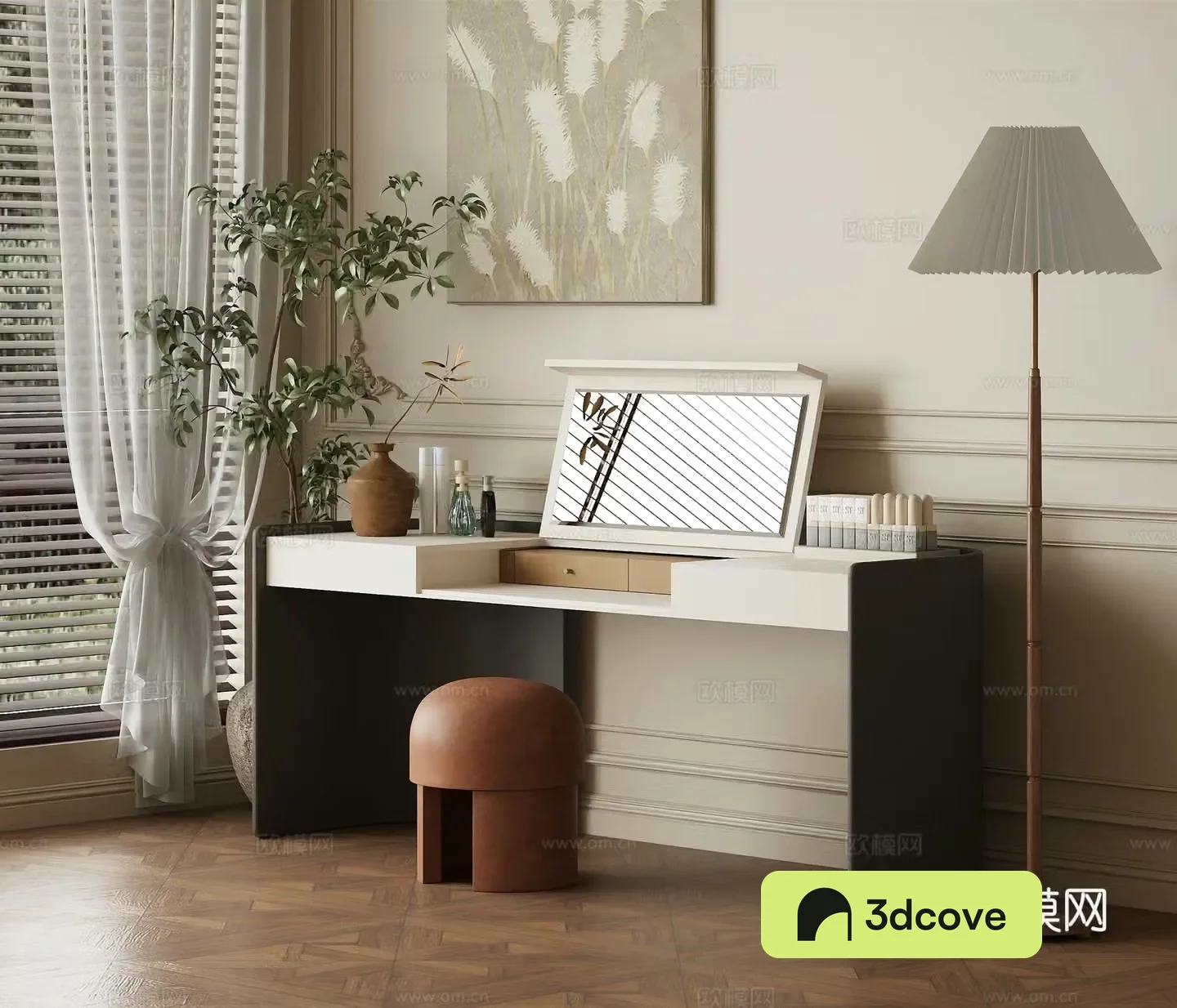 Middle Ages Wasabi Dresser Dresser Stool 3D Model