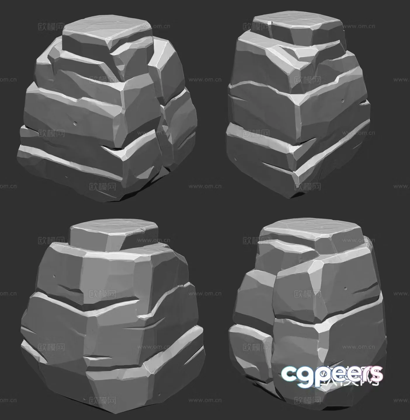 Styled stone 3d model