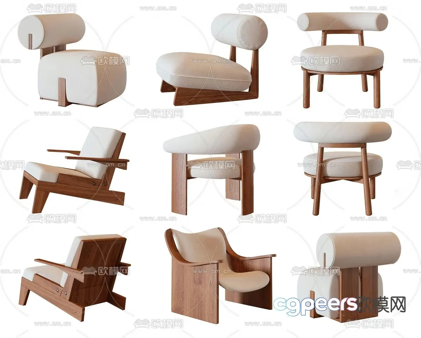Wabi-sabi sofa chair leisure chair armchair 3d model