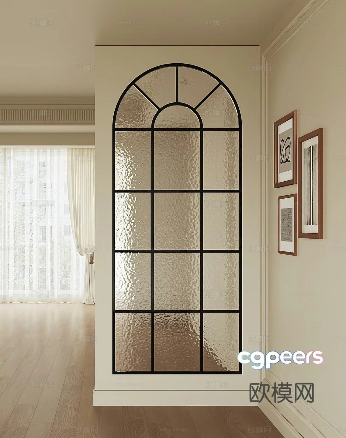 French glass screen 3d model