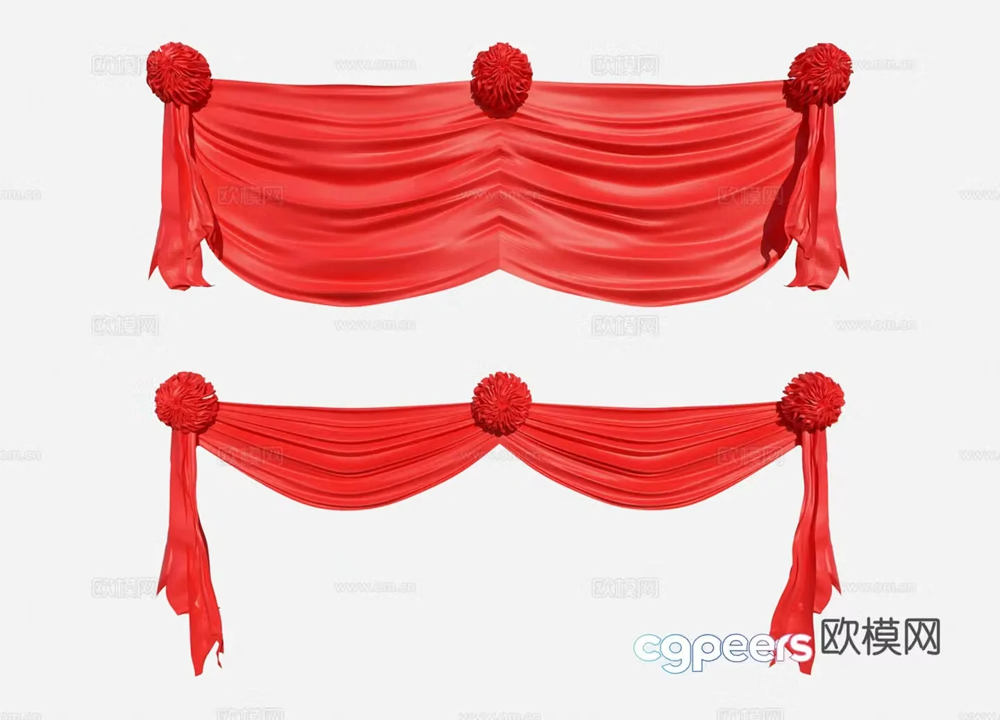 Big red flower ball embroidery ball red thick cloth opening and opening ribbon cutting ceremony 3D model