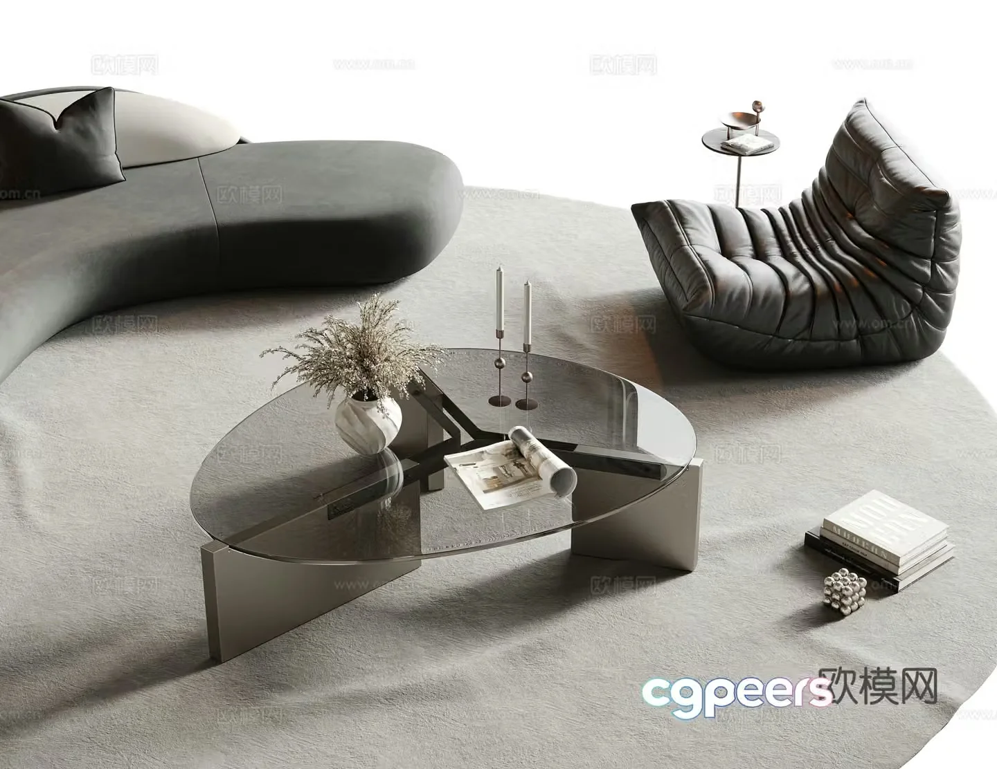 Modern minimalist tea table special-shaped tea table glass tea table metal tea table round tea table book 3d model