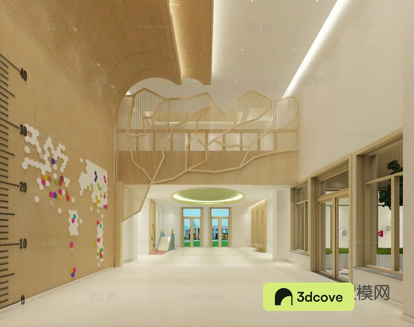 Modern kindergarten lobby activity room
