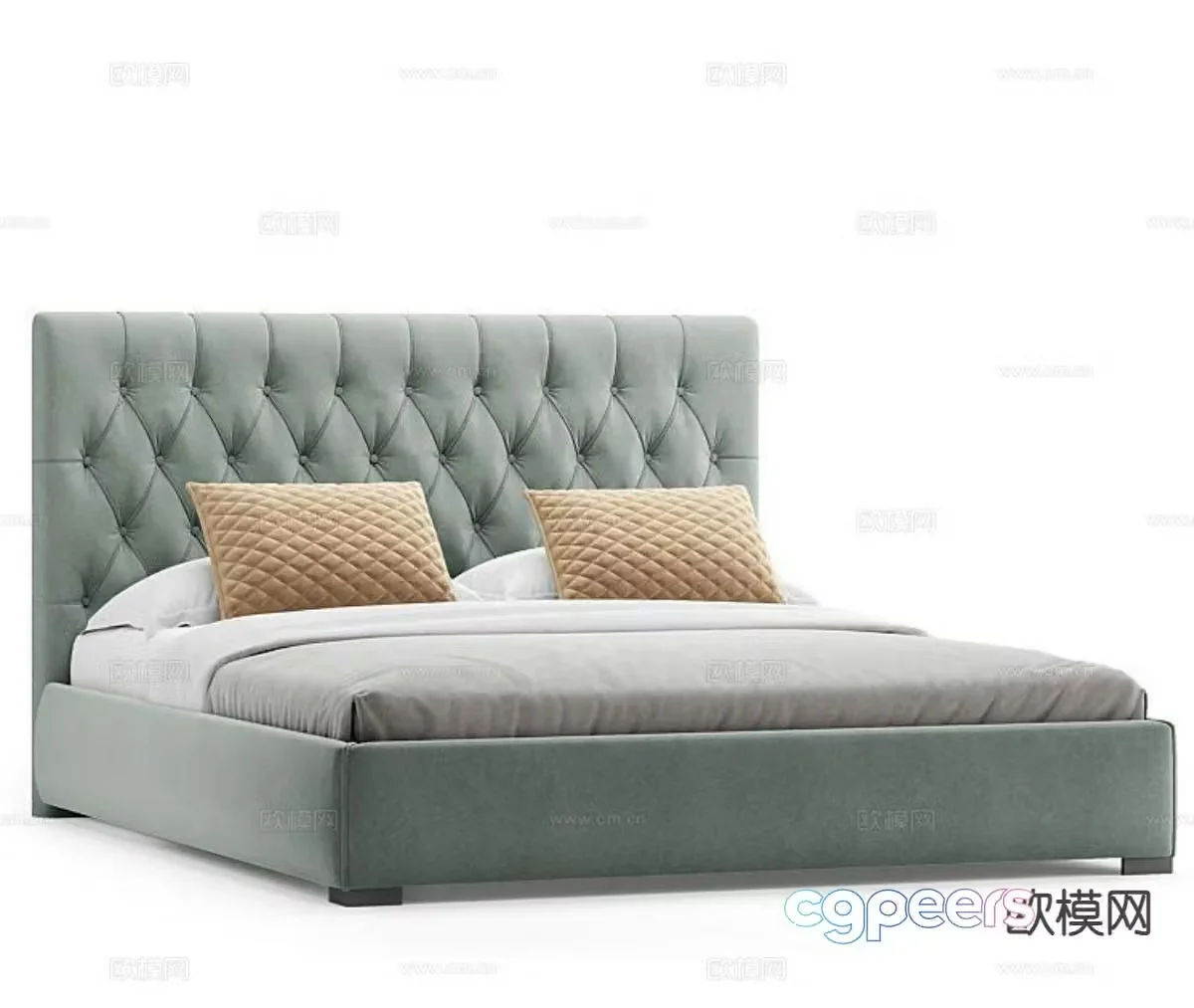 Light luxury double bed soft packed double bed 3d model