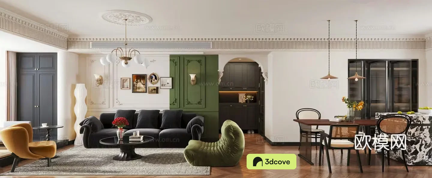 French living and dining room