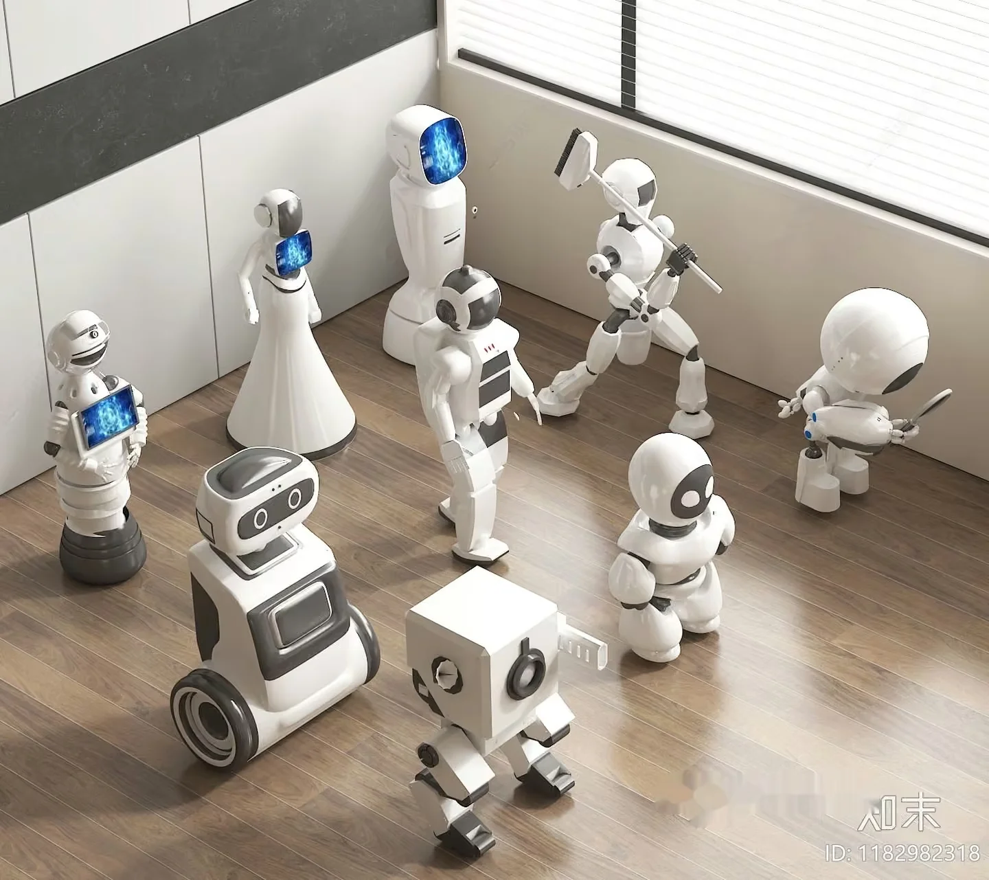 A Group Of Robots 3D Model – 7136 – VRAY Render