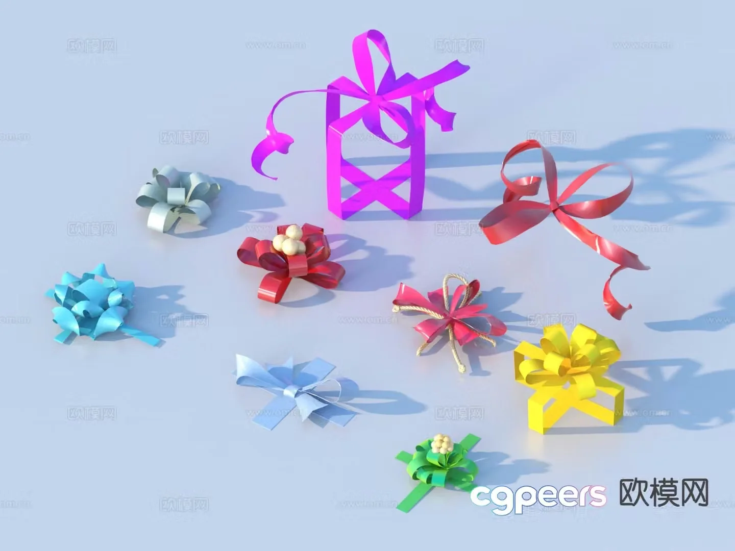 Ribbon bow butterfly flower flower shape 3d model