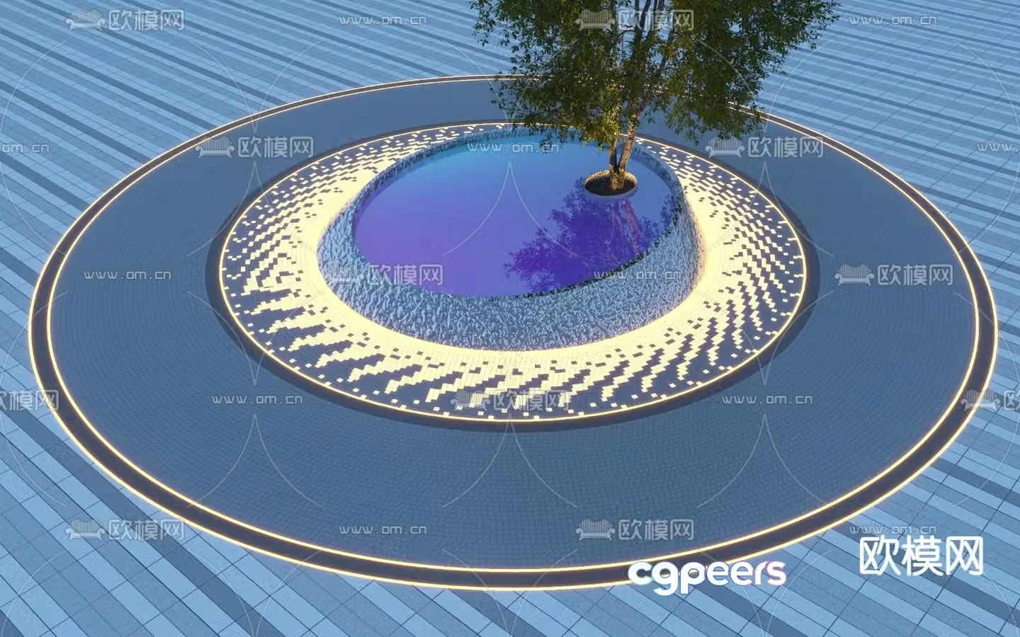 Mirror waterscape sketch circular waterscape 3D model