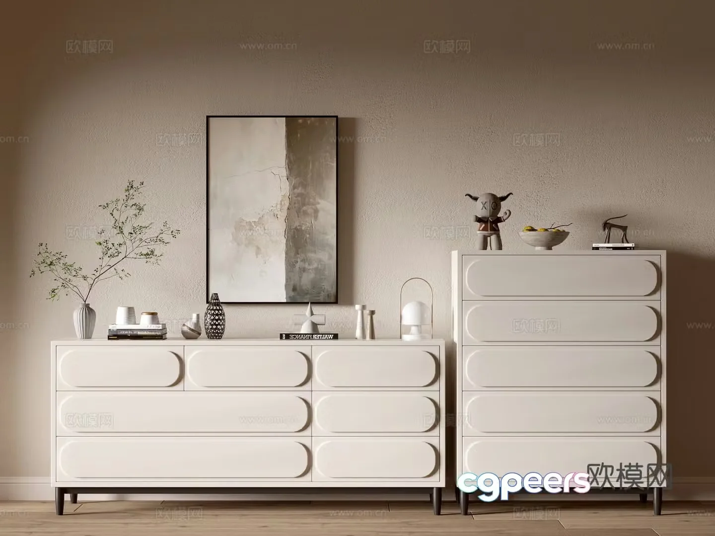 Modern cream style bookcase whole cabinet sideboard balcony cabinet storage cabinet entrance entrance entrance cabinet 3D model