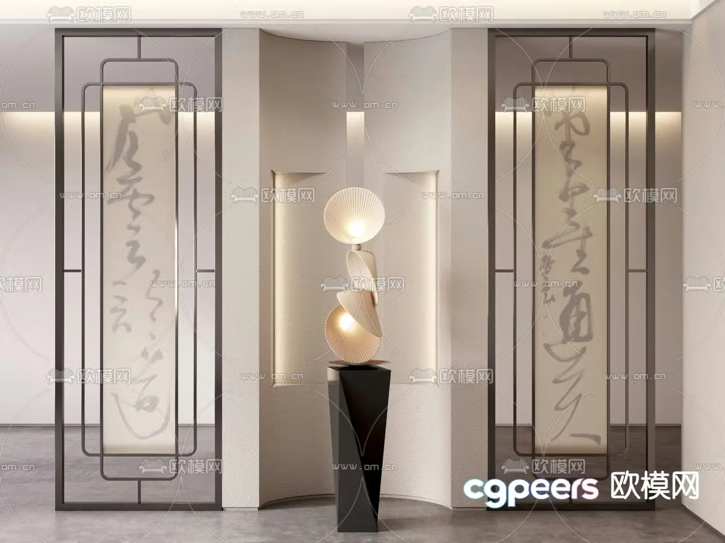 New Chinese-style screen partition 3D model