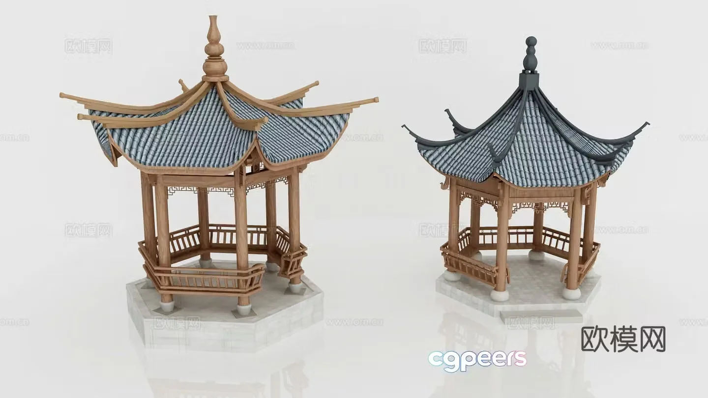 Chinese architectural ancient architectural gazebo loft landscape pavilion 3D model
