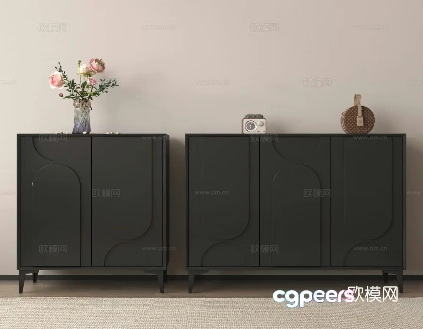 Side cabinet chest cabinet storage cabinet flower art ornament 3D model