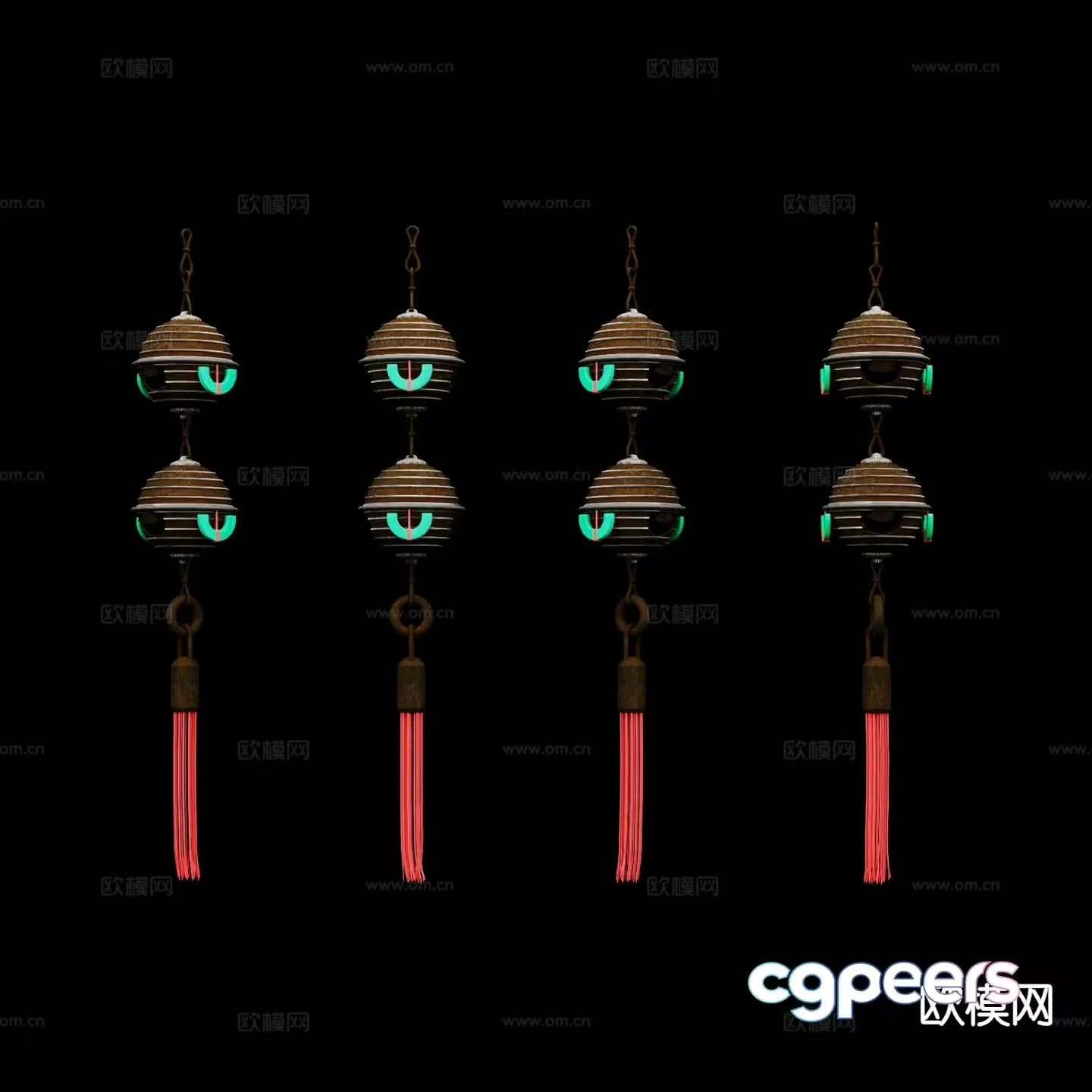 Chinese style pendant bell blessing pendant 3d model