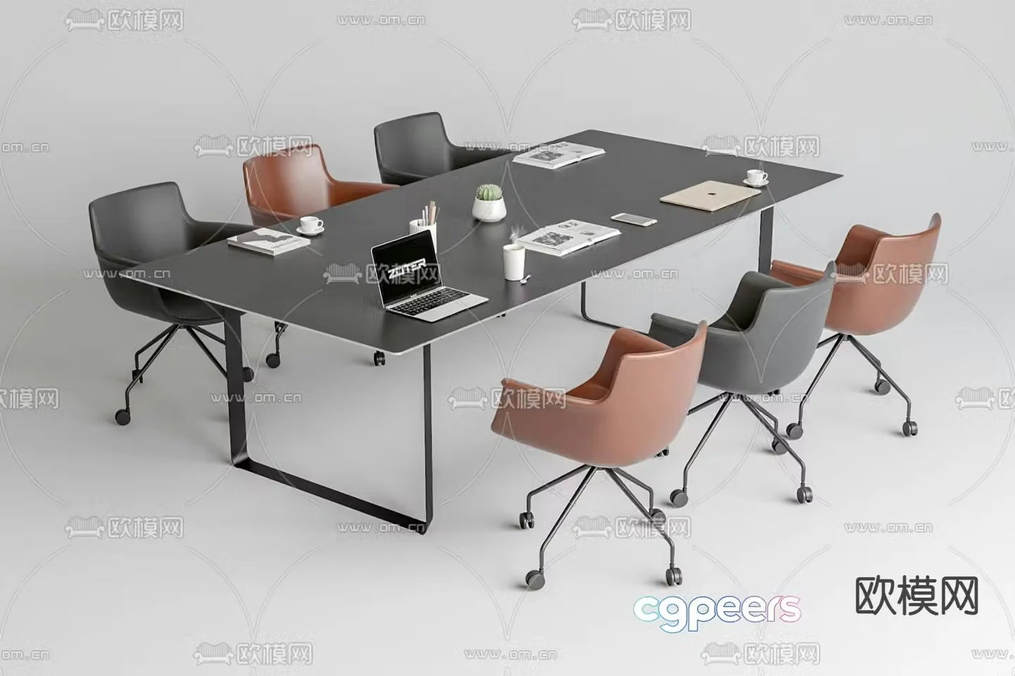 Modern conference table and chairs conference table 3d model